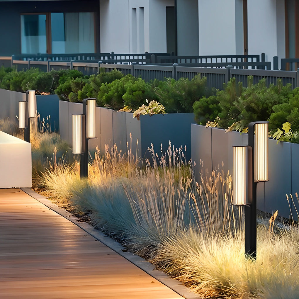View of style Simple Outdoor Waterproof LED Black Modern Pathway Lights Lawn L ...