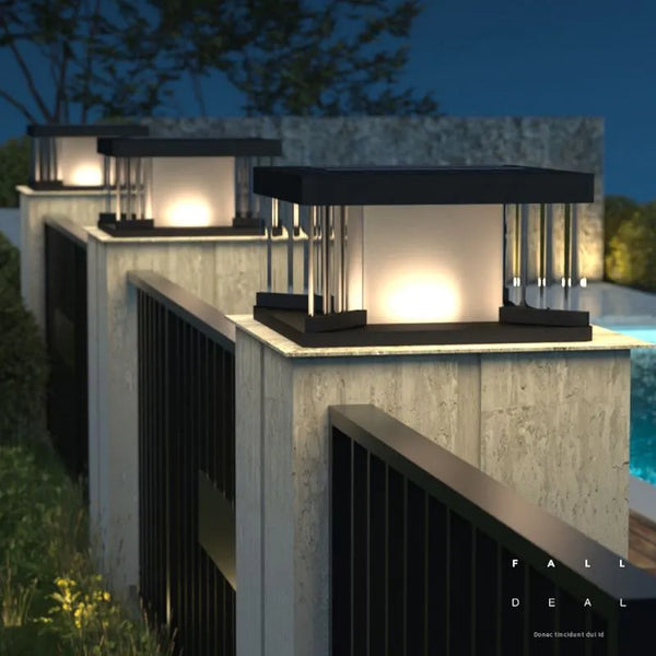 AC110-220V or solar led outdoor column lights Modern simple style solar column light post light for backyard outdoor light