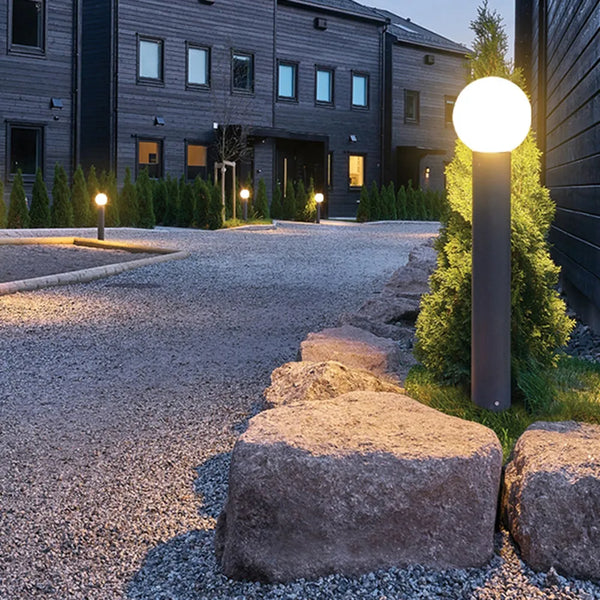 AC110-220V 3000K warm white led round ball  lawn light Pena Modern Metal Circular Lamp holder Outdoor Path Light