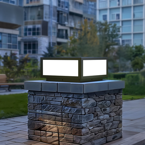Outdoor Modern Post Light outdoor column lights, LED Fence Deck Cap Light High Voltage Wired Lantern Column Lamp for Flat Surface Patio Garden Decoration with IP54