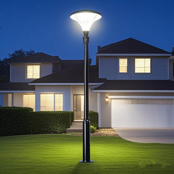 360° luminous  1-Light Black Outdoor LED Solar Lamp Post and Pole Street Light