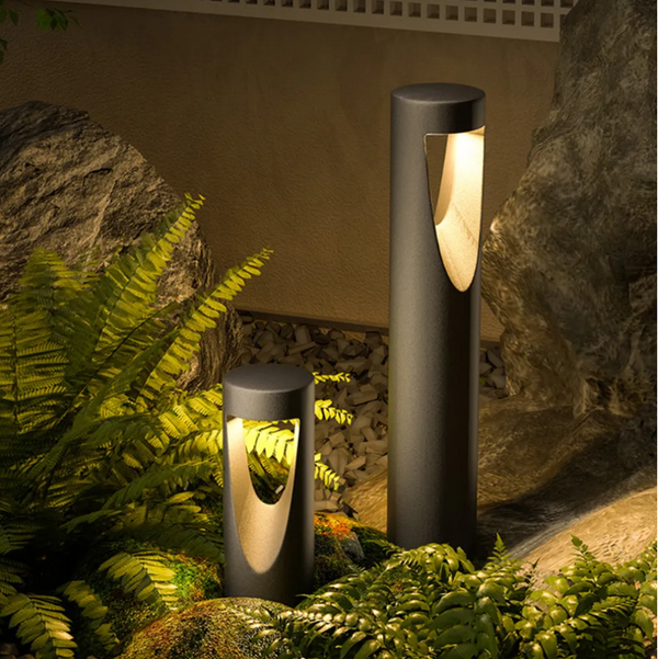 Pena Contemporary Metal Cylindrical Hollow Outdoor Path Light