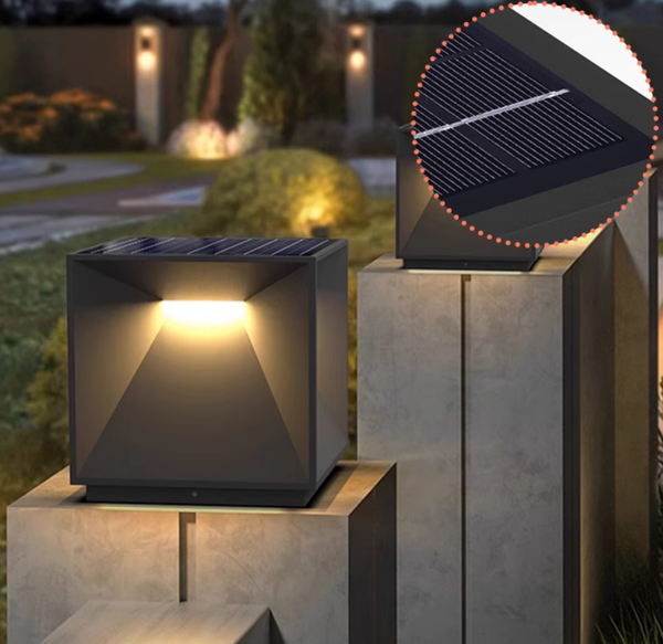 led outdoor column lights Modern simple style solar column light post light for backyard outdoor light