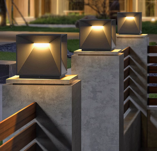 led outdoor column lights Modern simple style solar column light post light for backyard outdoor lights