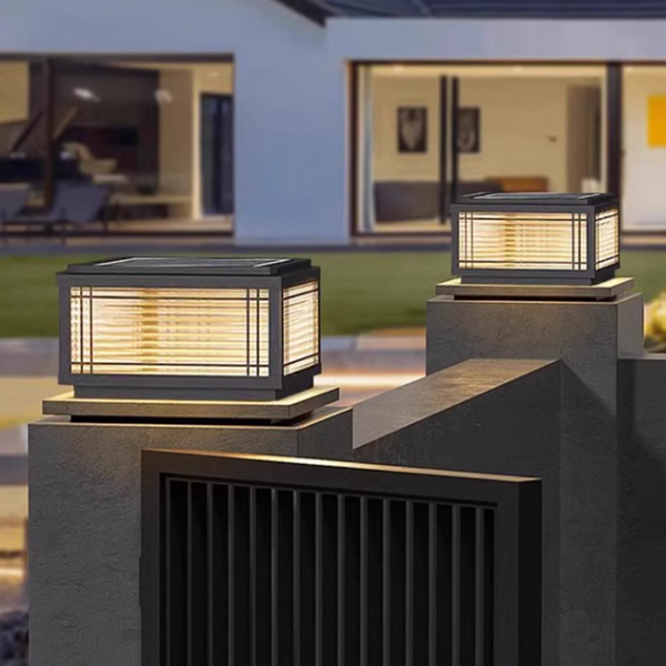 Pillar Lamp Post Light, Tempered Glass Shade，Fence Deck Cap Light Lantern outdoor column lights for Flat Surface Patio Garden Decoration with IP55 Waterproof E26 LED Bulb