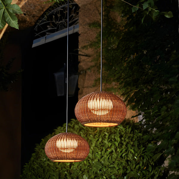 Rattan Chandelier Lantern Shaped Waterproof Rattan Modern Outdoor Wall Lamp Chandelier 3000k 85-265v