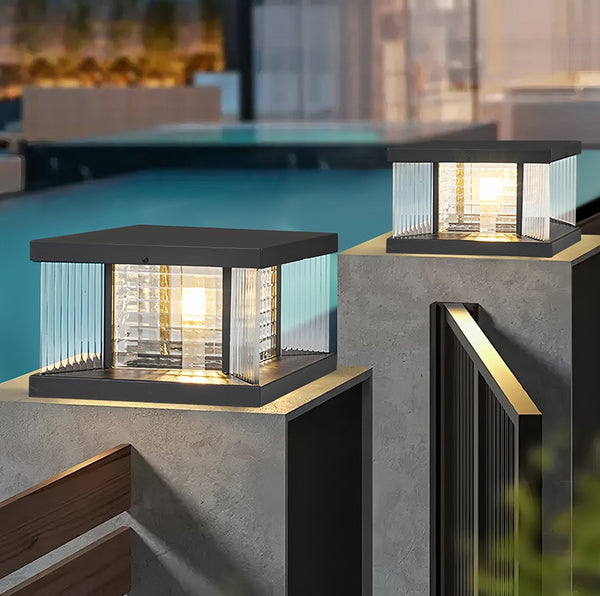 Square Glass outdoor Pier Mount Pillar Light