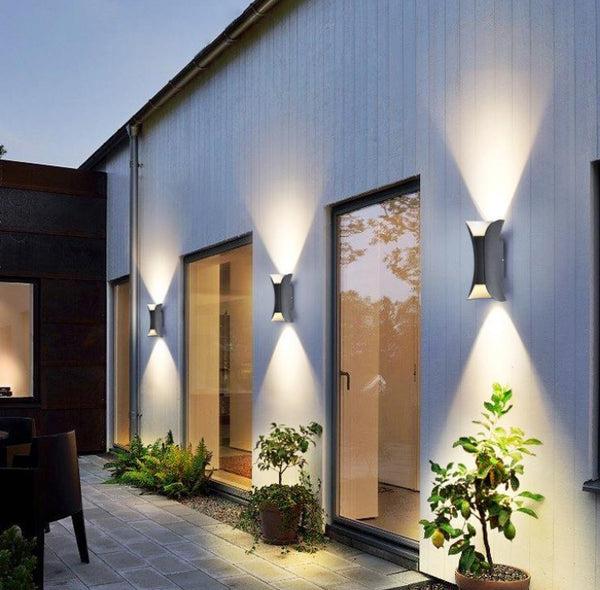 Curved LED Up and Down Lighting Waterproof Modern Outdoor Wall Lights