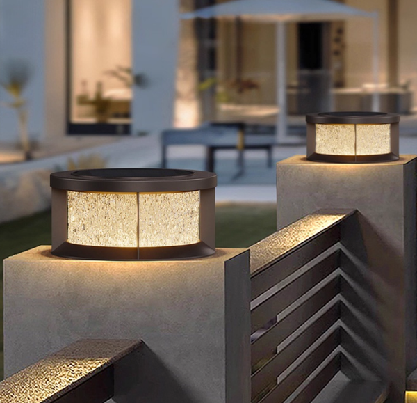 Cylindrical Led outdoor column lights Modern post light brick column solar lights
