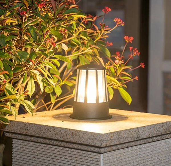 Round Creative Waterproof LED Black Modern Outdoor Pillar Lights